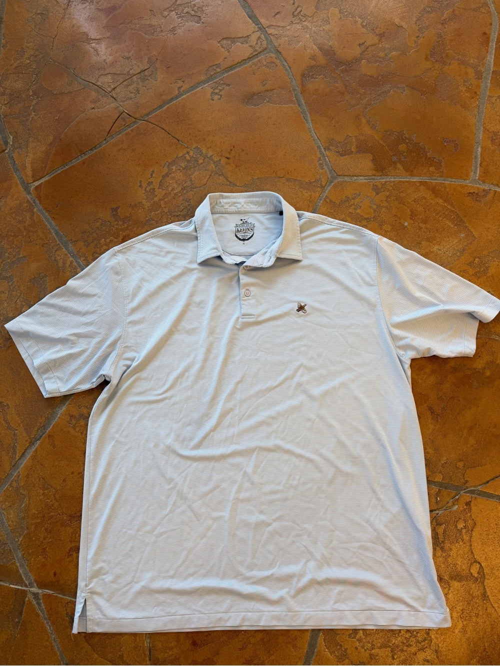 Kevin's Polo Shirt Size XL Blue Striped Performance Golf